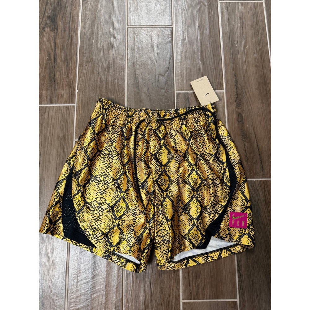 Nike Dri-FIT Fly Crossover Basketball Shorts Yellow Snakeskin Print Mens Medium